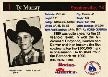 1991 Rodeo America Set B #1 Ty Murray Back
